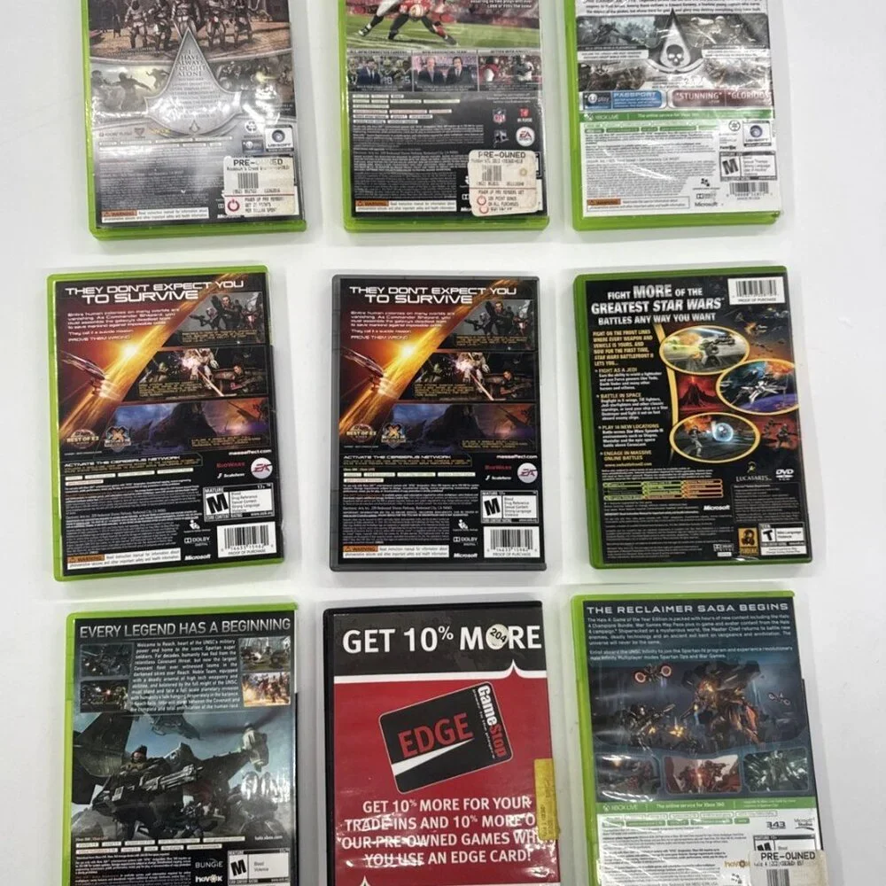 Xbox 360 Games Lot of 9 Halo Assassins Creed Mass Effect Star Wars Xbox